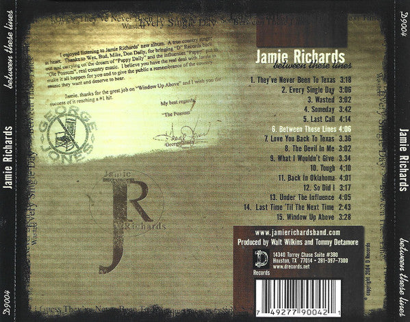 Jamie Richards (6) : Between These Lines (CD, Album)