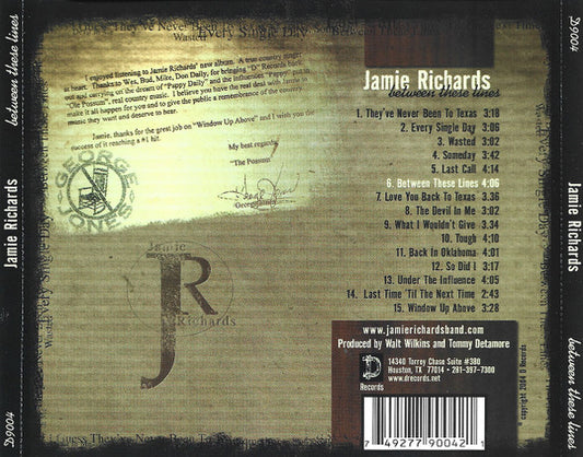 Jamie Richards (6) : Between These Lines (CD, Album)
