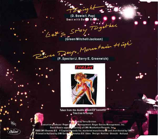 Tina Turner Duet With David Bowie : Tonight (Live) (CD, Maxi)