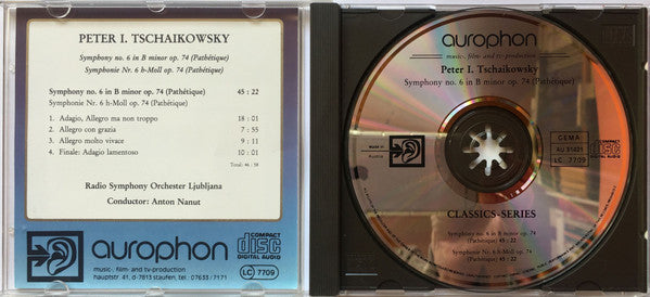 Pyotr Ilyich Tchaikovsky - Simfonični Orkester RTV Ljubljana Conducted by Anton Nanut : Symphony No. 6 In B-Minor Op. 74 (Pathétique) (CD)