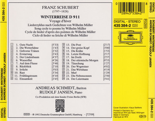 Franz Schubert, Andreas Schmidt (2), Rudolf Jansen : Winterreise (CD, Album)