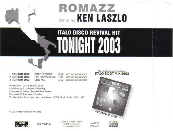 Romazz Featuring Ken Laszlo : Tonight 2003 (CD, Maxi)