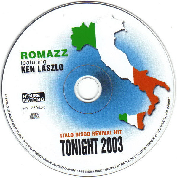 Romazz Featuring Ken Laszlo : Tonight 2003 (CD, Maxi)