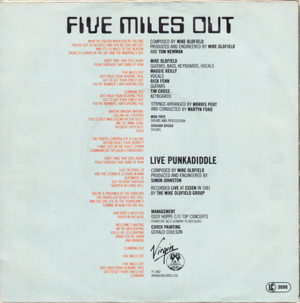 Mike Oldfield : Five Miles Out (7", Single)