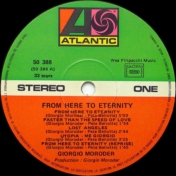 Giorgio Moroder : From Here To Eternity (LP, Album, P/Mixed)