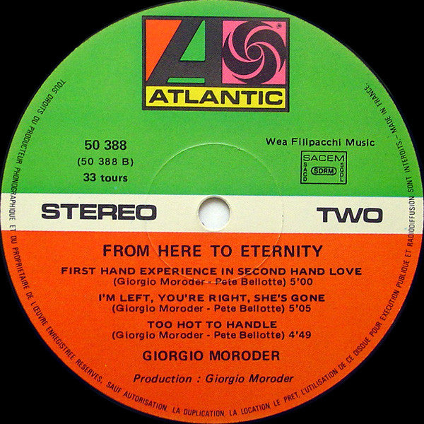 Giorgio Moroder : From Here To Eternity (LP, Album, P/Mixed)
