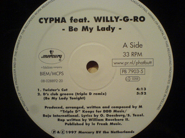 Cypha (2) Feat. Willy-G-Ro / Jahx : Be My Lady / Summertime (12")