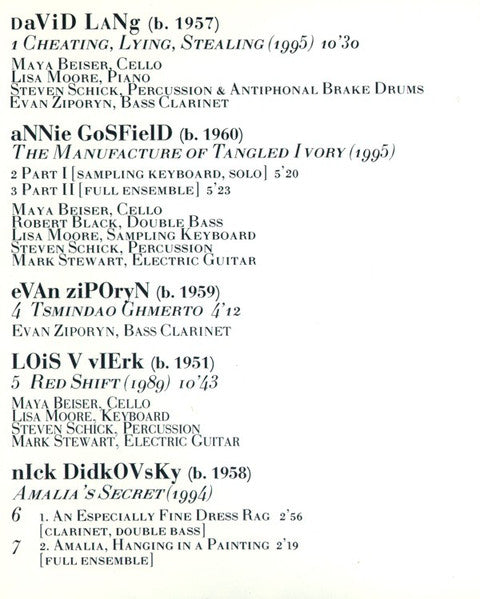 Bang On A Can : Cheating, Lying, Stealing (CD, Album)