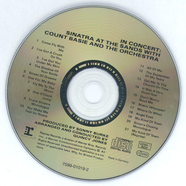 Frank Sinatra With Count Basie Orchestra Arranged & Conducted By Quincy Jones : In Concert: Sinatra At The Sands (CD, Album, RE, RP)