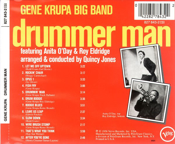 The Gene Krupa Big Band Featuring Anita O'Day - Roy Eldridge : Drummer Man (CD, Album, RE, RM)