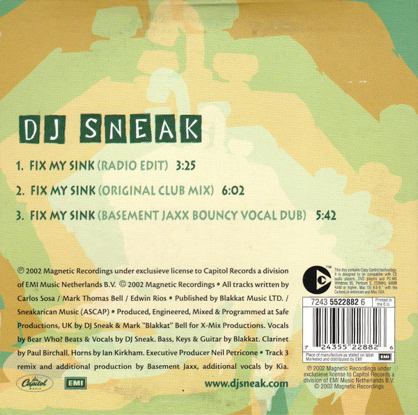 DJ Sneak Feat DJ Bear Who ? : Fix My Sink (CD, Maxi, Copy Prot.)