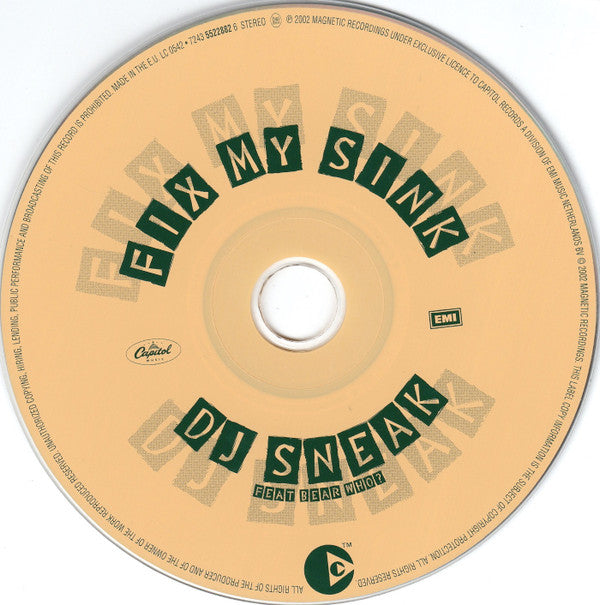 DJ Sneak Feat DJ Bear Who ? : Fix My Sink (CD, Maxi, Copy Prot.)
