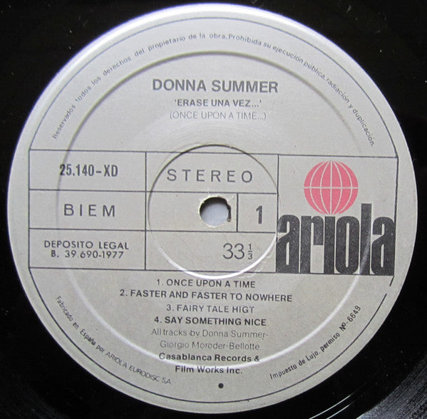 Donna Summer : Once Upon A Time... = Erase Una Vez... (2xLP, Album, Gat)