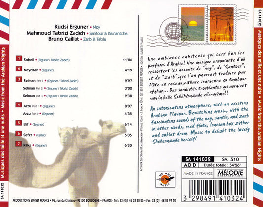 Kudsi Erguner, Mahmoud Tabrizi-Zadeh, Bruno Caillat : Music from the Arabian Nights (CD, Album, RE)