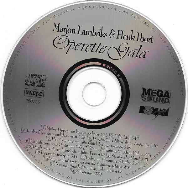 Marjon Lambriks & Henk Poort : Operette Gala (CD, Album)