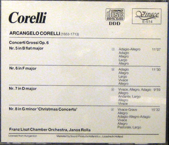 Arcangelo Corelli, Liszt Ferenc Chamber Orchestra, János Rolla : Concerti Grossi Op. 6 No. 5-8 (Incl. Christmas Concerto) (CD)