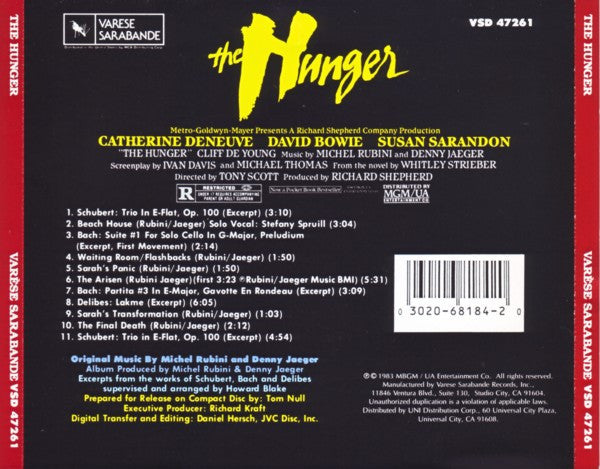 Michel Rubini And Denny Jaeger : The Hunger (Original Motion Picture Soundtrack) (CD, Album)