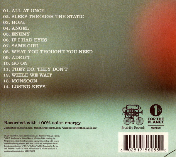 Jack Johnson : Sleep Through The Static (CD, Album, Car)