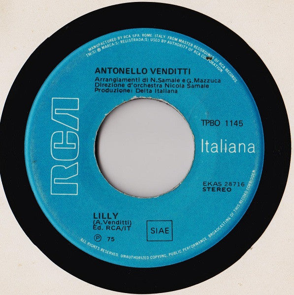 Antonello Venditti : Lilly  (7")