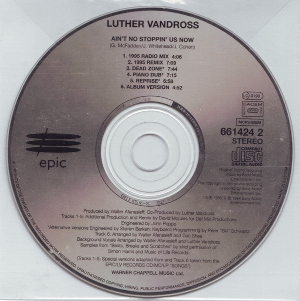 Luther Vandross : Ain't No Stoppin' Us Now (CD, Single)