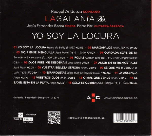 Raquel Andueza & La Galania : Yo Soy La Locura (CD, Album)
