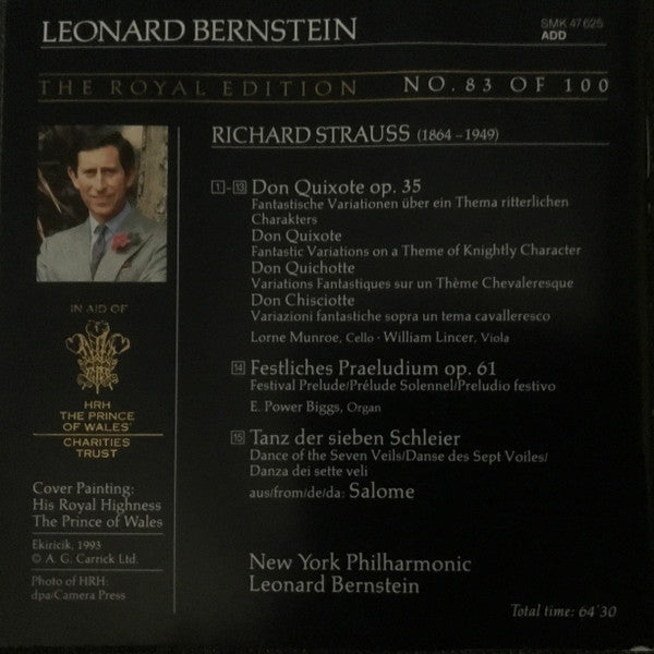Richard Strauss, Leonard Bernstein, New York Philharmonic : Don Quixote, Festival Prelude, Dance of the Seven Veils from « Salome » (CD, Comp, RE)
