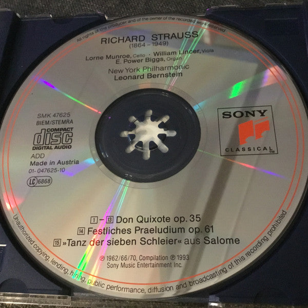 Richard Strauss, Leonard Bernstein, New York Philharmonic : Don Quixote, Festival Prelude, Dance of the Seven Veils from « Salome » (CD, Comp, RE)