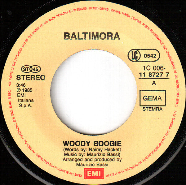 Baltimora : Woody Boogie (7", Single)
