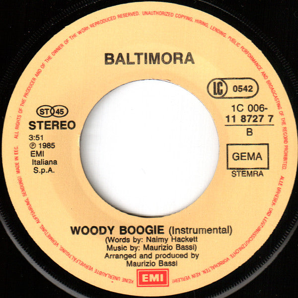 Baltimora : Woody Boogie (7", Single)