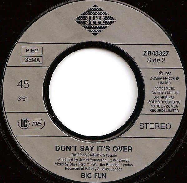 Big Fun : Can't Shake The Feeling (7", Single)