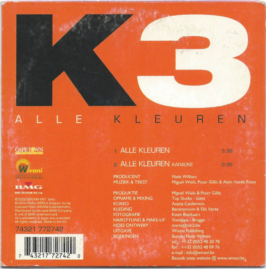 K3 : Alle Kleuren (CD, Single)