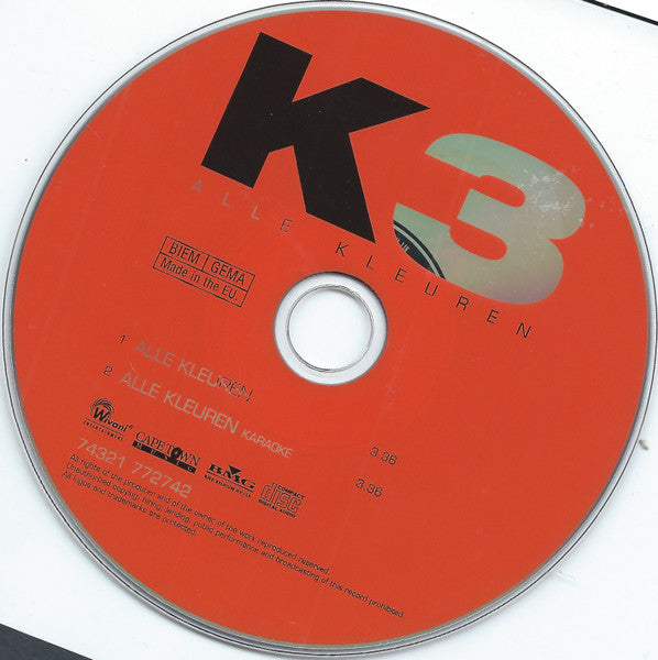K3 : Alle Kleuren (CD, Single)