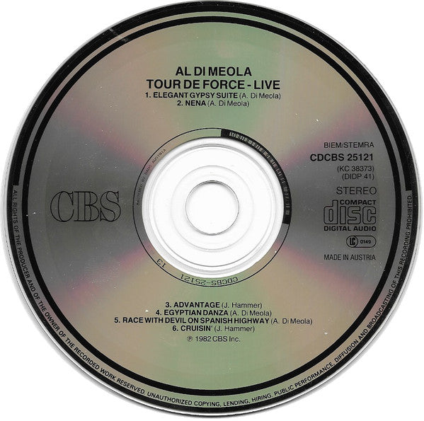 Al Di Meola : Tour De Force - "Live" (CD, Album, RE)