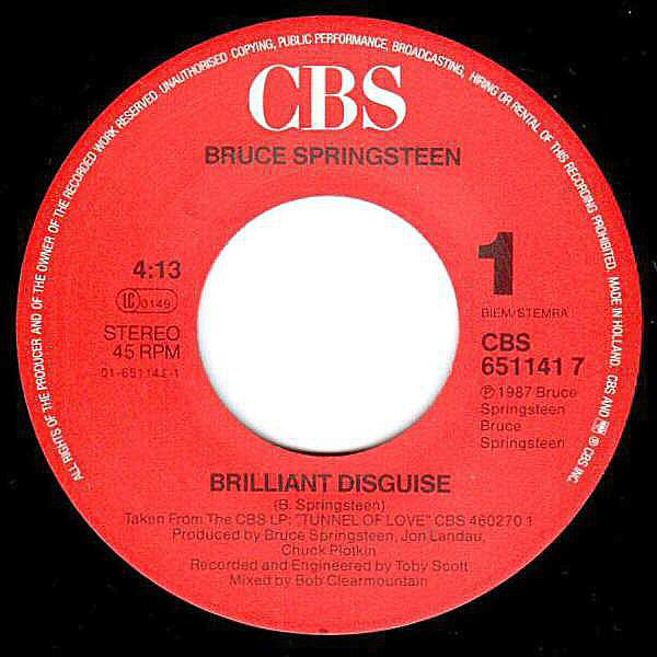Bruce Springsteen : Brilliant Disguise (7", Single)