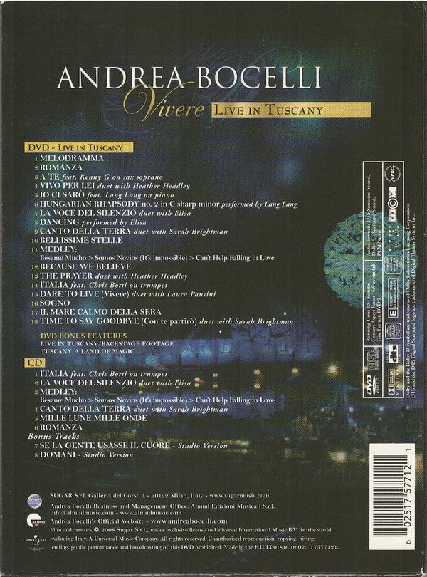 Andrea Bocelli : Vivere: Live In Tuscany (CD, Album + DVD-V)