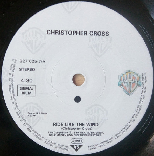 Christopher Cross : Ride Like The Wind / Sailing (7", Single, RE, Sma)
