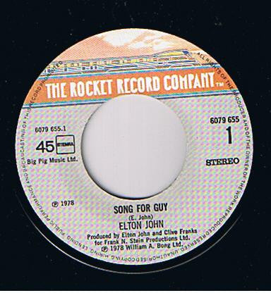 Elton John : Song For Guy (7", Single, Shi)