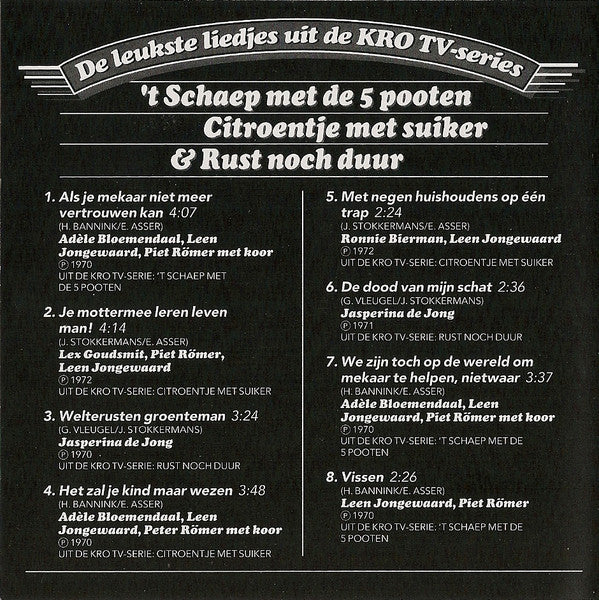Various : De Leukste Liedjes Uit De KRO TV-series 't Schaep Met de 5 Pooten,  Citroentje Met Suiker & Rust Noch Duur (CD, Comp)
