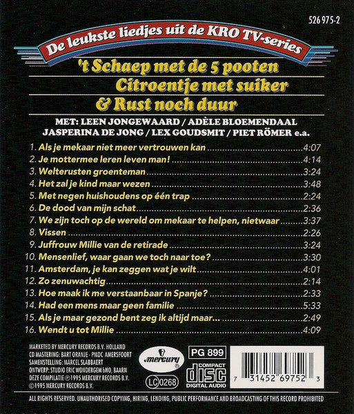 Various : De Leukste Liedjes Uit De KRO TV-series 't Schaep Met de 5 Pooten,  Citroentje Met Suiker & Rust Noch Duur (CD, Comp)