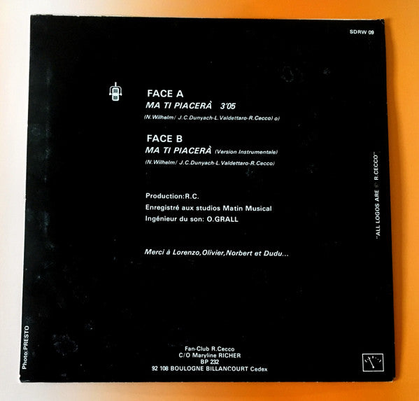 René Cecco : Ma Ti Piacera (7", Single)