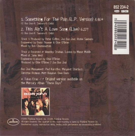 Bon Jovi : Something For The Pain (CD, Single)
