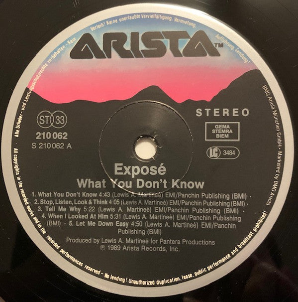 Exposé : What You Don't Know (LP, Album)