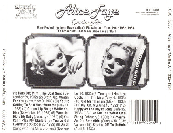Alice Faye : On The Air - Rare Radio Recordings 1932-1934 (CD, Comp, RE)