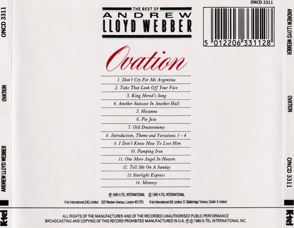 Andrew Lloyd Webber : Ovation - The Best Of Andrew Lloyd Webber (CD, Comp)