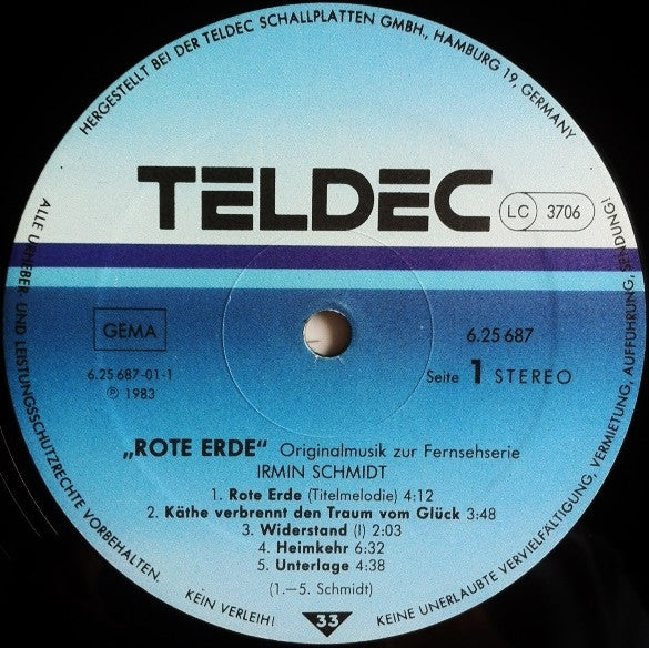 Irmin Schmidt : Rote Erde - Originalmusik Zur Fernsehserie (LP, Album)