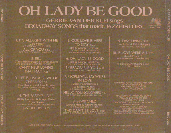 Gerrie Van Der Klei : Oh Lady Be Good (CD, Album)