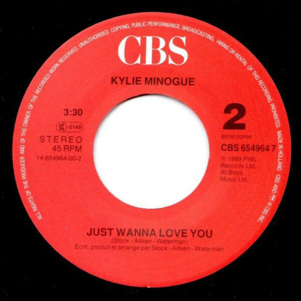 Kylie Minogue : Hand On Your Heart (7", Single)