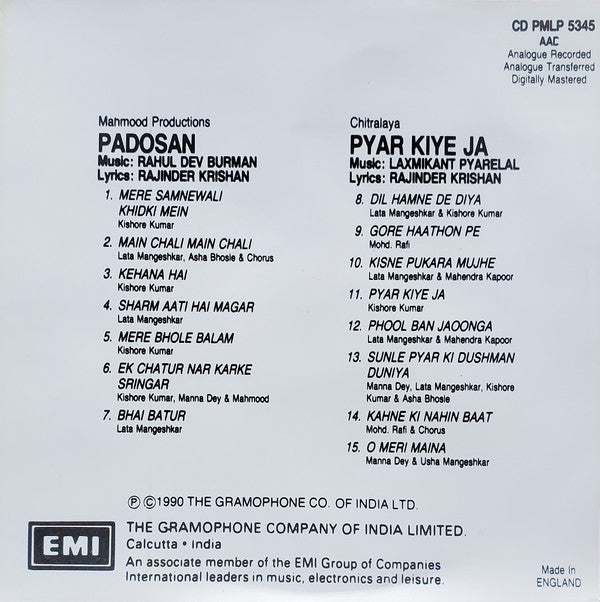R. D. Burman / Laxmikant-Pyarelal : Padosan / Pyar Kiye Ja (CD, Comp)
