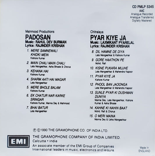 R. D. Burman / Laxmikant-Pyarelal : Padosan / Pyar Kiye Ja (CD, Comp)