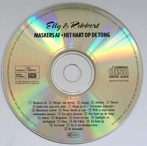 Elly & Rikkert : Maskers Af • Hart Op De Tong (CD, Comp)